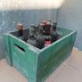 Vintage wood box, Portugal with 8 bottles with content, for display only Image 6
