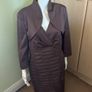 Dark brown midi dress with bolero Image 2