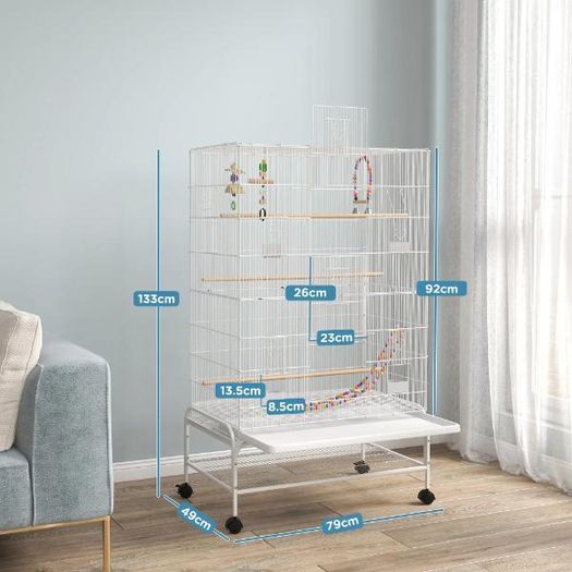 Bird Cage with Stand White
