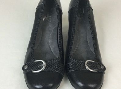 Areosoles Ladies Black Mid Heel Court Shoes Size 8 Unworn