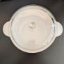 Vintage Arcopal France White Swirl Casserole Dish with Glass Lid Image 3