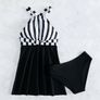 Striped Crisscross Tie Backless Bikini Swimsuit/Beach Dress Image 3