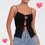Motel Rocks Black Zebra Flocked Mesh Lace Up Cami Tank Top Size S Image 3