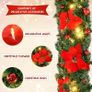 MASSIVE SALE 9FT Christmas Garland Decorations, 2.7M Wreath Garlands Decorations Xmas for Fireplaces Stairs, Christmas Garlands with Lights, Red Flower and Red Ball, Holiday, Wedding Party Decoration Image 3