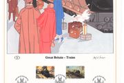 1985 Great Britain Limited Edition Lithographed Print measuring 333mm X 257showing The 150th Anniversary of the Great Western Railway Commemorative stamps with First Day of Issue Cancel