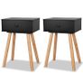 Bedside Tables 2 pcs Solid Pinewood 40x30x61 cm Black Image 2