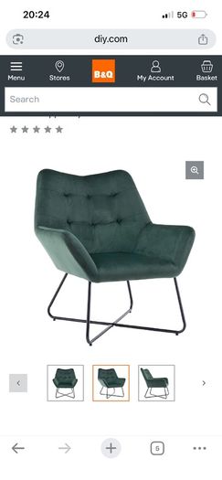 Turio forest green velvet effect arm chair
