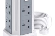 Extension Tower 8 AC Outlets 4 USB Ports, Surge Protection Extension Lead with 4 Independent Switch, 17W USB C Ports Extension Cable 3M for Office, Home, Kitchen