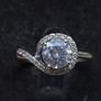 9ct White Gold Dublin Hallmarked Halo Ring Size 54 Image 6