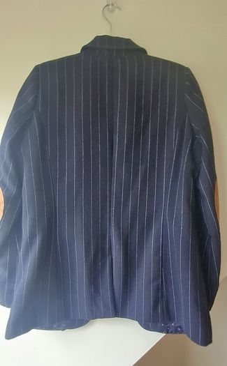 Navy Pinstripe Wool Blazer