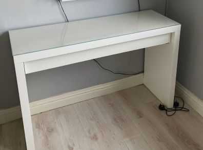 IKEA White Dressing Table with Glass Top, Drawer.