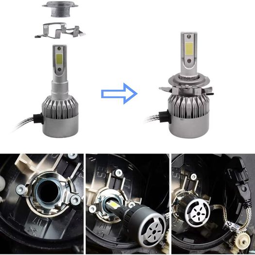 2Pcs H7 LED HID Car Headlight Bulb Base Adapter Holder Socket Retainer for BMW Audi Benz VW Buick Nissan Ford HID Lamp Connector