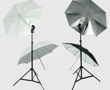2 White 2 Black/Silver Umbrella Continuous Lighting Kit