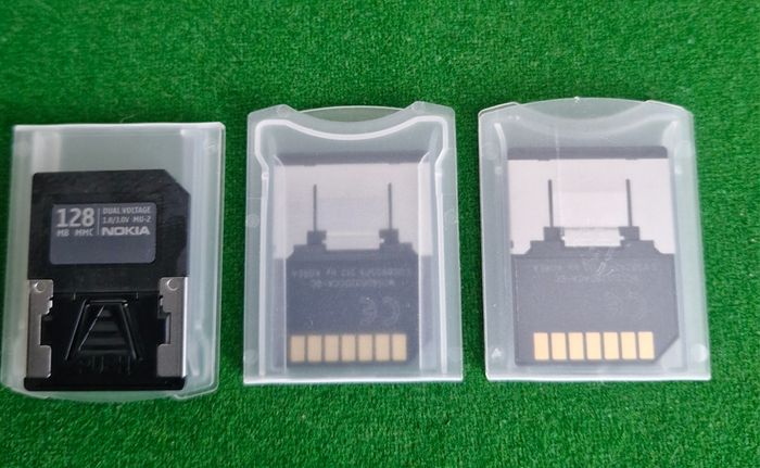 3 Vintage Nokia 128MB MMC Memory Cards.