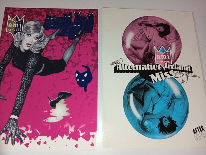 Ami Alternative Miss Ireland Promotional Flyers -Postcards 2002 and 2003 6x4 inches