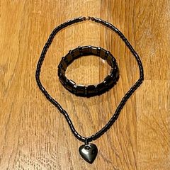 Love heart necklace & bracelet set