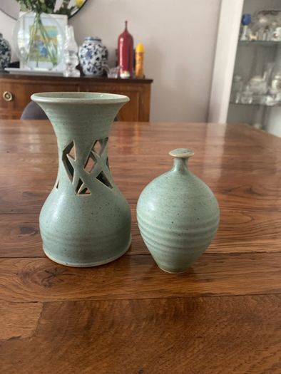 Two pieces of pottery signed Dermot  Rooney