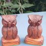 Vintage pair of hand carved wooden owls Image 2