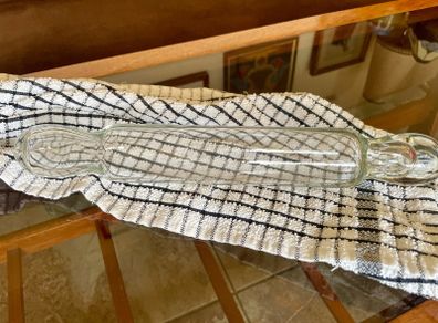 Vintage Closed Hollow Glass Pastry Rolling Pin 1920s to 1950s