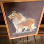 Vintage Late Mid Century Unique Real Fur Collie Dog Framed Wall Art Rustic Decor Image 8