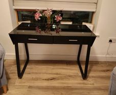 Black glass topped desk