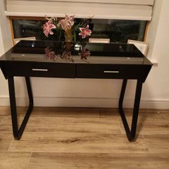 Black glass topped desk