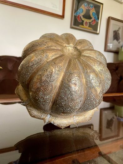 Antique Indian brass Planter Pumpkin Lotus Shape