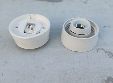 Two ceramic ceiling lamp holders