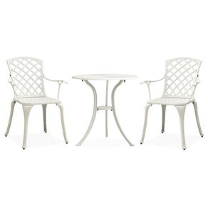 3 Piece Bistro Set Cast Aluminium White