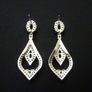 Wedding Bridal Vintage Art Deco Emerald Crystal Drop Silver Earrings Image 4