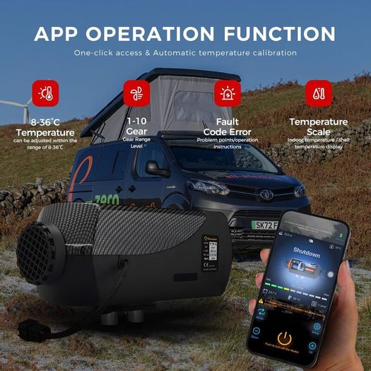 12V 8KW Diesel Heater with LCD Display & Remote Control & Bluetooth APP