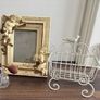 Vintage Cream & Gold Vanity Decor Set Frame, Perfume Bottle & Wire Basket Image 2