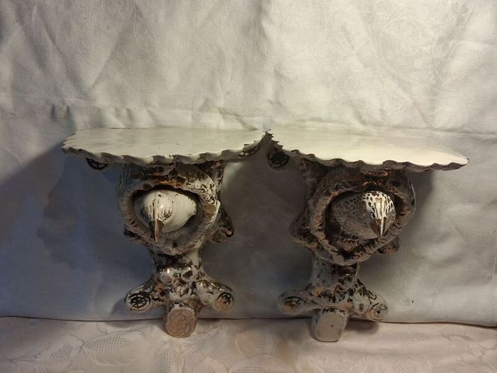 A Pair of Nineteenth Century Creamware Wall Brackets
