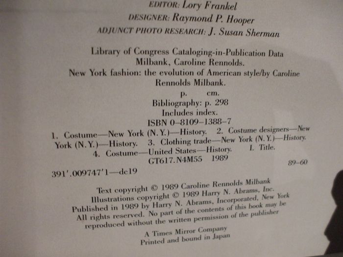 SALE!  NEW YORK FASHION The Evolution of American Style by Caroline Rennolds Milbank