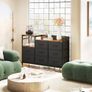 Chest of Drawers Bedroom, Contains 2 USB & 2 AC Ports Sockets, Storage Dresser with 8 Fabric Drawers Suitable for Bedrooms, Living Rooms, Retro Color Image 2