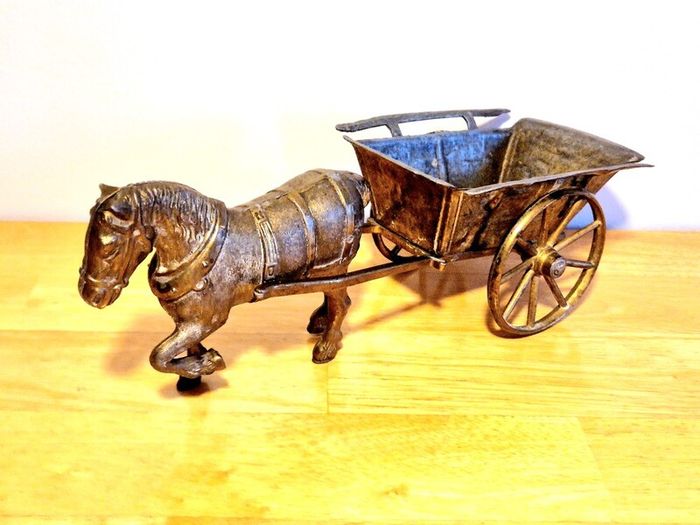 Vintage Brass Horse with Carriage Handmade