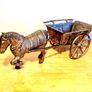 Vintage Brass Horse with Carriage Handmade Image 2