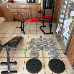 Weights Bench + 2nd Ab Weight Bench + 53kg Weights + Barbell + Dumbbells!