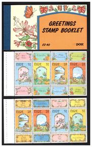 1992 Ireland Greetings Commemorative Stamps Booklet Mint Never Hinged (MNH). Hibernian HB40.