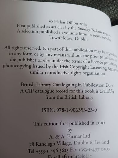 Helen Dillon/ On Gardening/ 2010/ Signed 1st edition