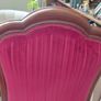 Antique French armchair crimson red striped velvet upholstery Image 4