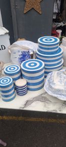 6 Cornishware Style Storage Tins