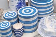 6 Cornishware Style Storage Tins