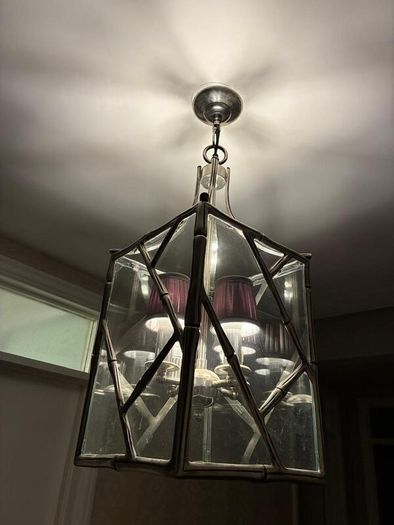 Large Antique Silver bamboo ceiling light