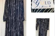 Vintage michael H Gold line longline shirt dress maxi chic Christmas festive monochrome black and white