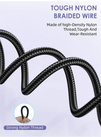 USLION 2M Micro USB QC 3.0-2.0 3A 180 Rotate+LED Cable Fast Charging & Data Sync Nylon Braided Cable (Brand New/Warranty)