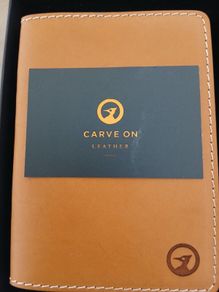 Carve On Tan Leather Golf Score Card Holder