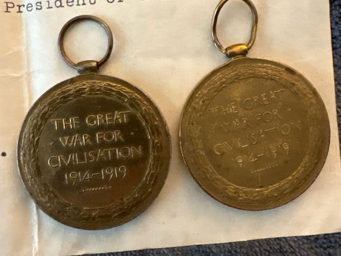 2 Original Named WWI Victory Medals Sherwood Foresters and Army Cyclist Corps