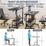 Standing Desk with Power Outlets & USB, Height Adjustable Desk (70-104cm) on Wheels, Small Portable Computer Desk for Home Office, Slim C-Shaped Study Table & Mobile Bedside Laptop Desk Black Image 5