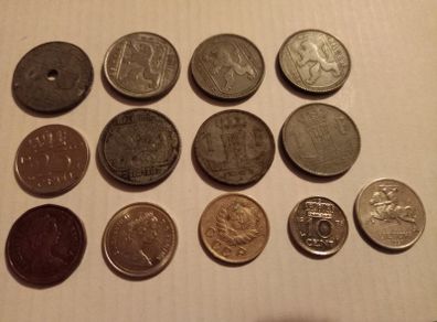 Mixed World Coin Job Lot - Soviet Union, Lithuania, Belgium & More (13 Pcs)